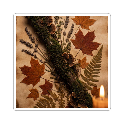 Autumn Moss Close Up Herbarium Sticker | Cozy Decor Art Print