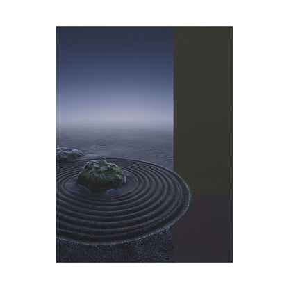 Ma Rock Garden Canvas Art - Dark Japandi Moody Minimal