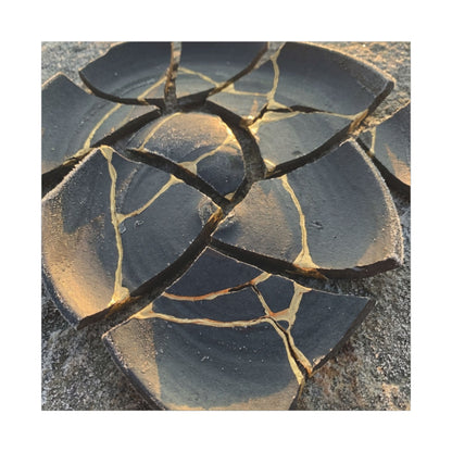 Broken Pottery Winter Canvas Art | Kintsugi Resilient Design