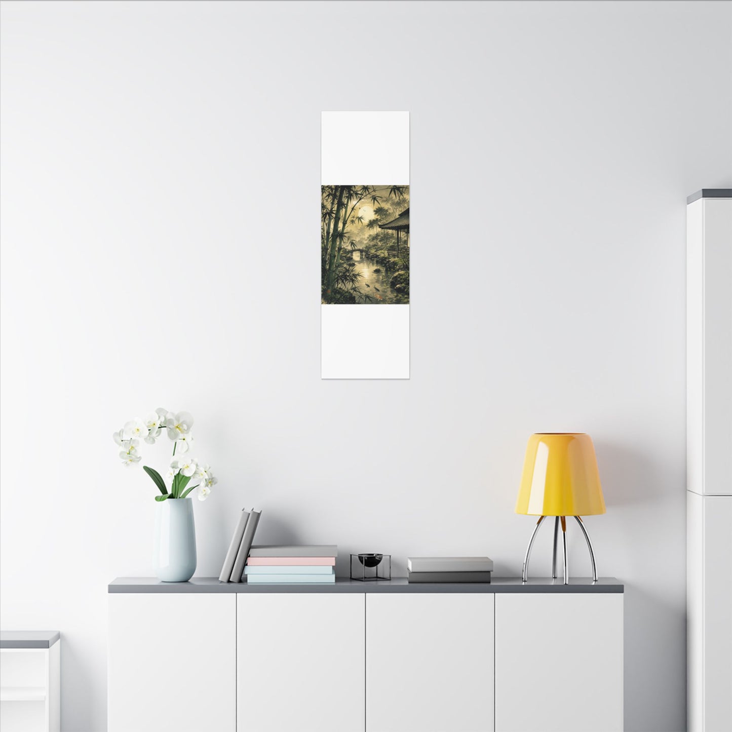 Moonlit Garden Sumi E Canvas Art | Calm Zen Art