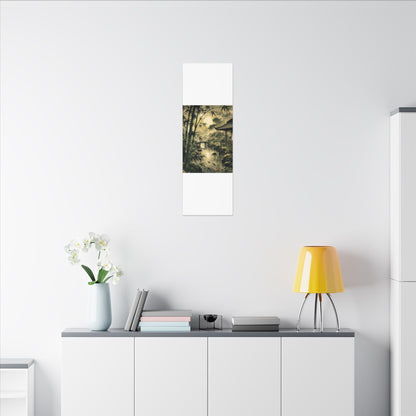 Moonlit Garden Sumi E Canvas Art | Calm Zen Art