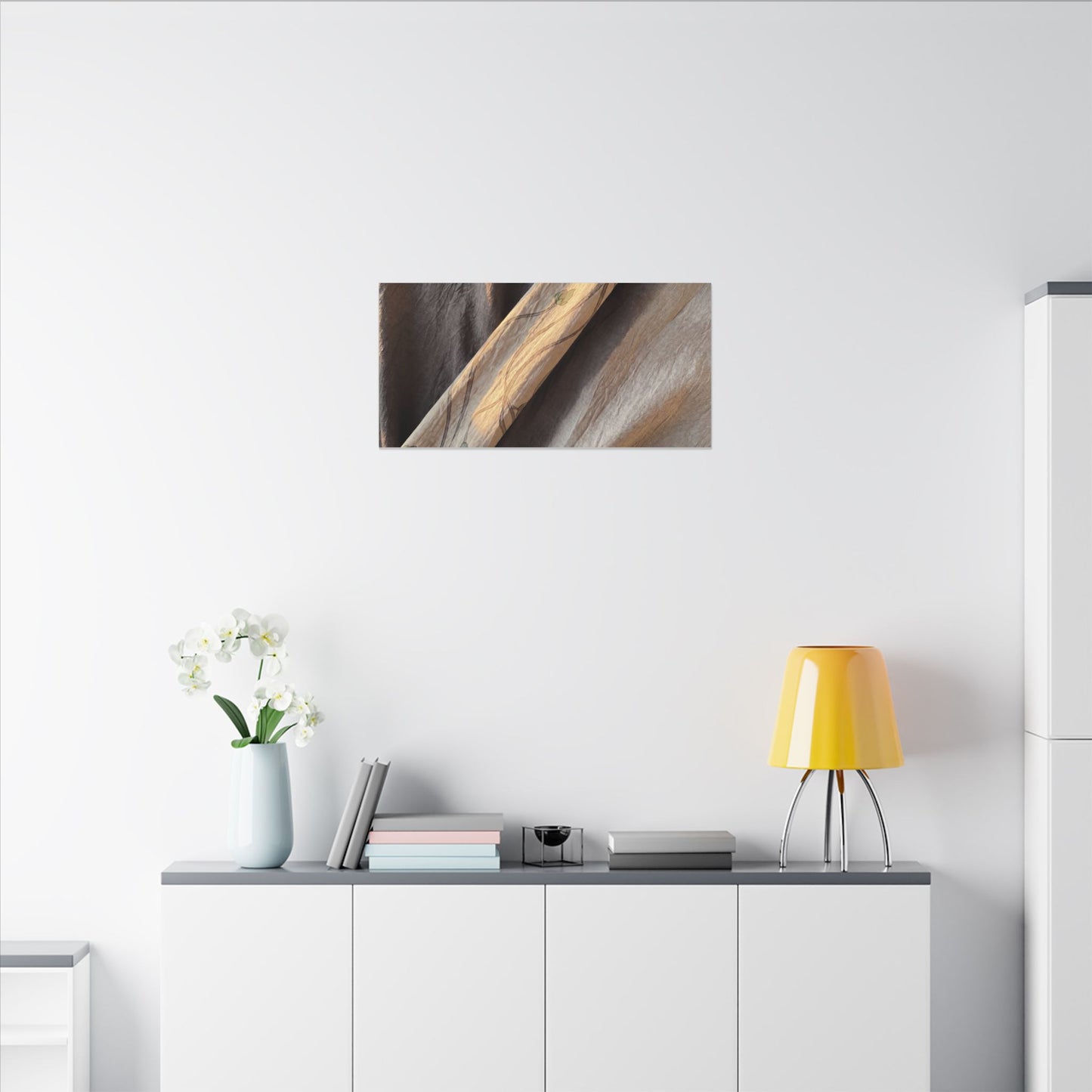 Warm Silk Drape Canvas Art - Japanese Pattern Japandi