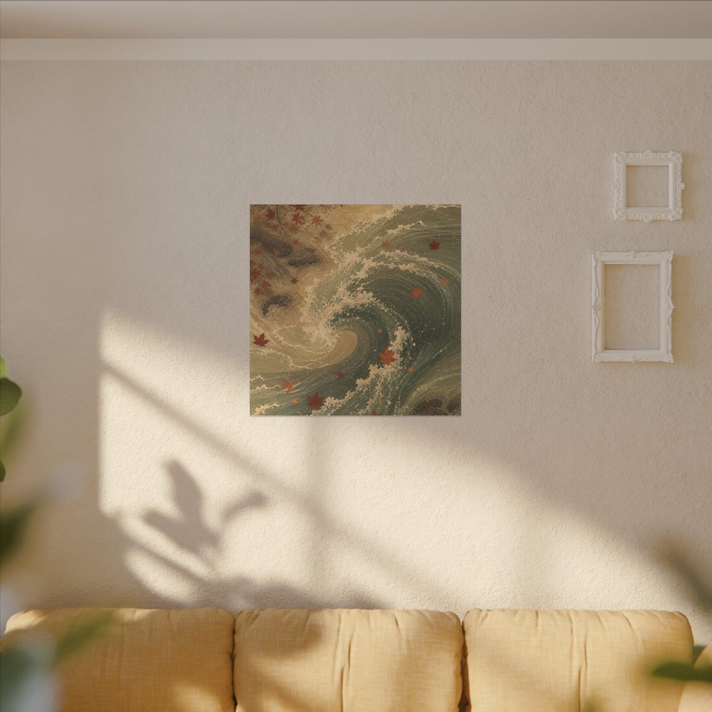 Japandi Ocean Wave in Candlelight | Japanese Pattern Canvas Art
