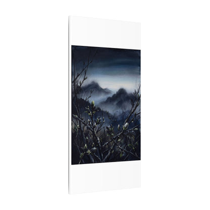 Mountain Mist Spring Canvas Art | Dark Japandi Atmospheric Design