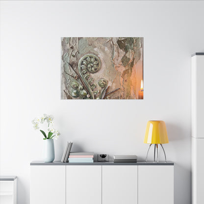 Datsuzoku Fern Unfurling Canvas Art - Japandi Texture