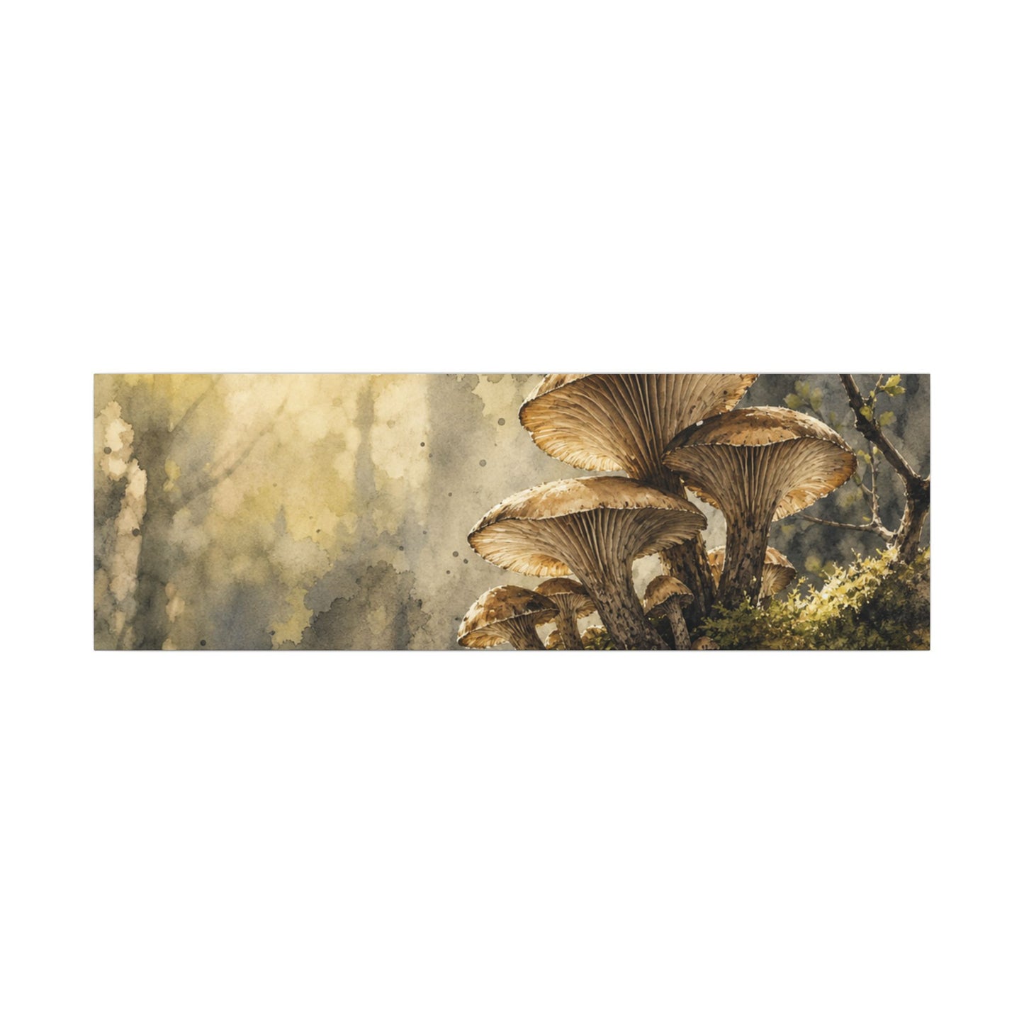 Wild Mushrooms Canvas Art | Spring Japandi Watercolor Art