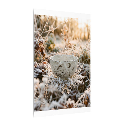 Japandi Ceramic Bowl in Golden Hour | Japanese Pattern Canvas Art