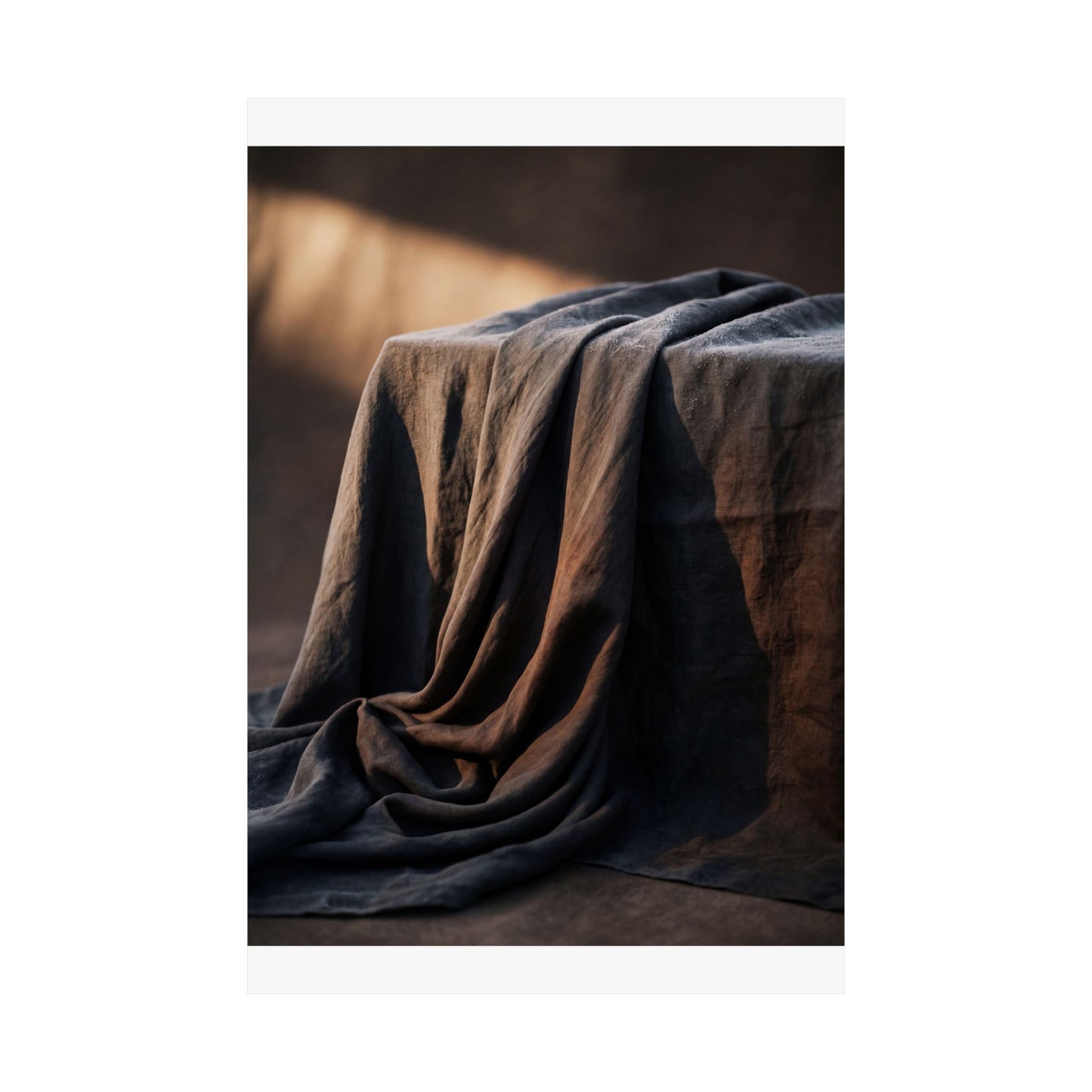 Dark Japandi Silk Drape in Golden Hour | Shadow Zen Wall Art Print
