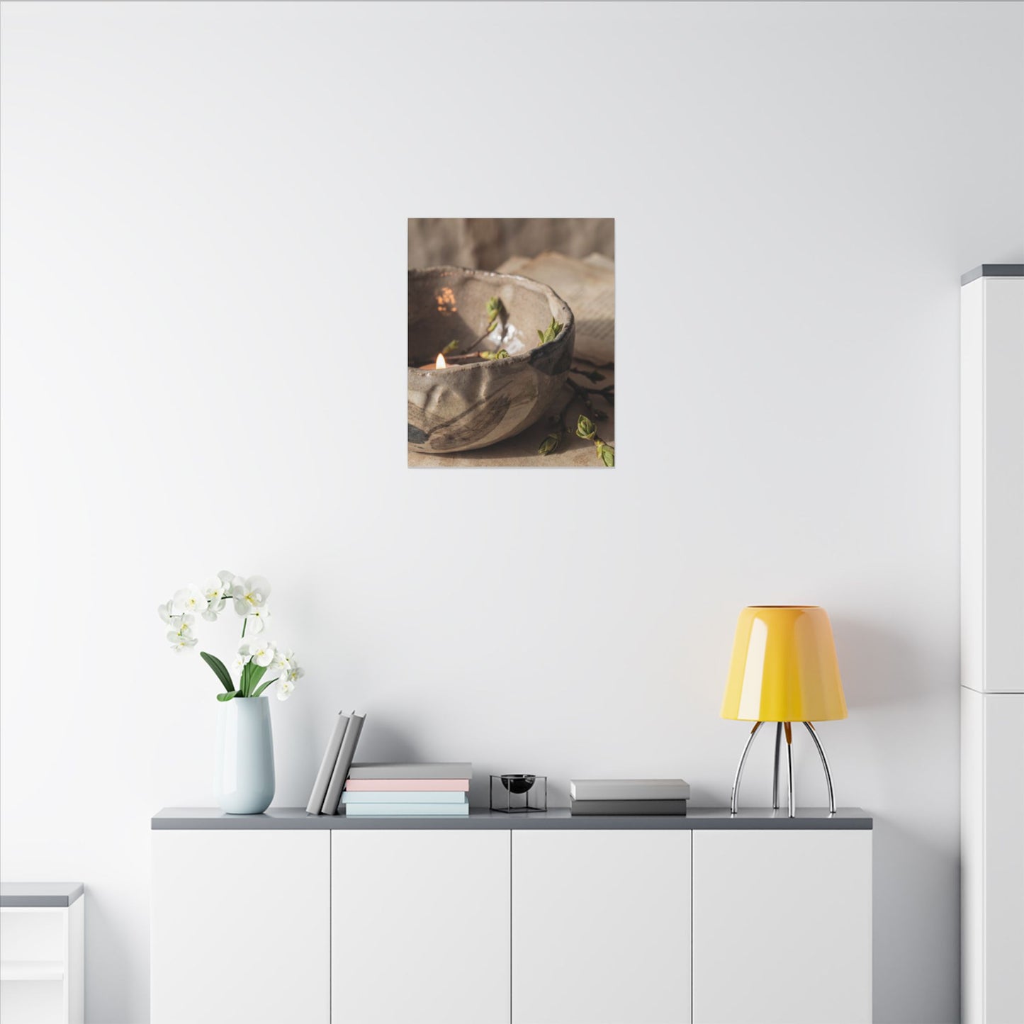 Candlelight Ceramic Bowl Canvas Art - Japandi Ma