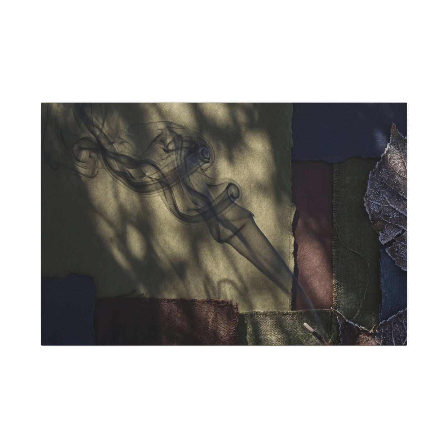 Ma Incense Smoke Canvas Art - Dark Japandi Dark Texture