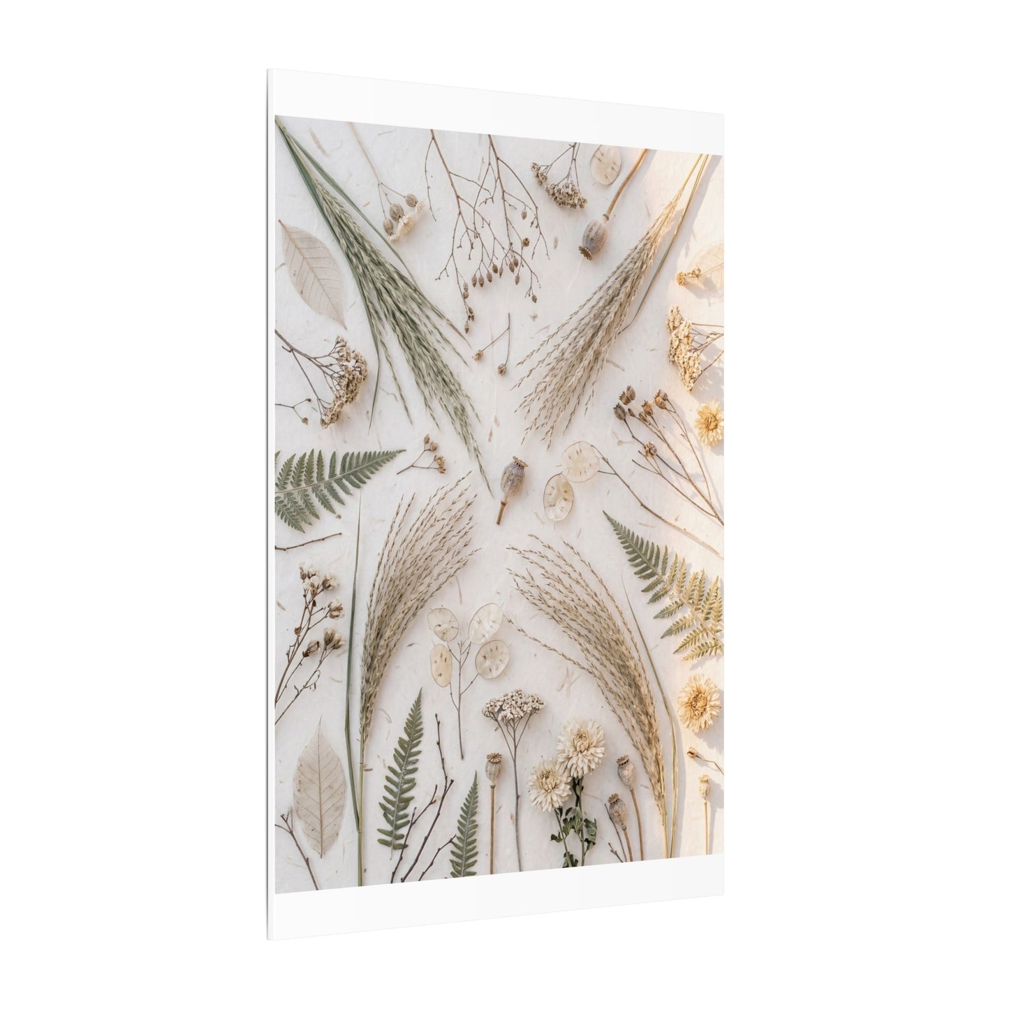 Elegant Dried Flowers Canvas Art - Japanese Pattern Japandi