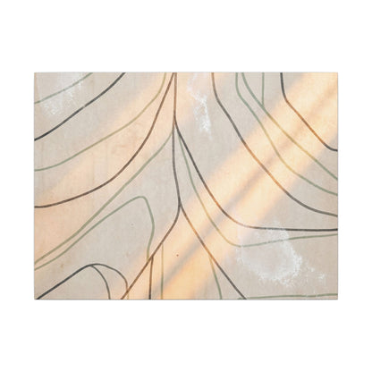 Shoji Screen Minimal Line Canvas Art | Warm Japandi Art Art Print