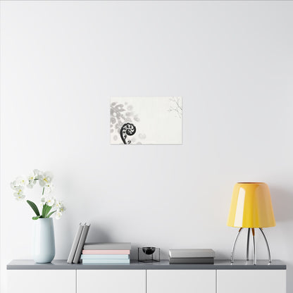 Winter Fern Unfurling Ukiyo E Inspired Canvas Art | Peaceful Decor