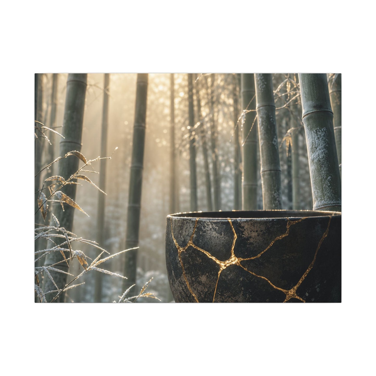 Fukinsei Bamboo Grove Canvas Art - Kintsugi Gold Repair