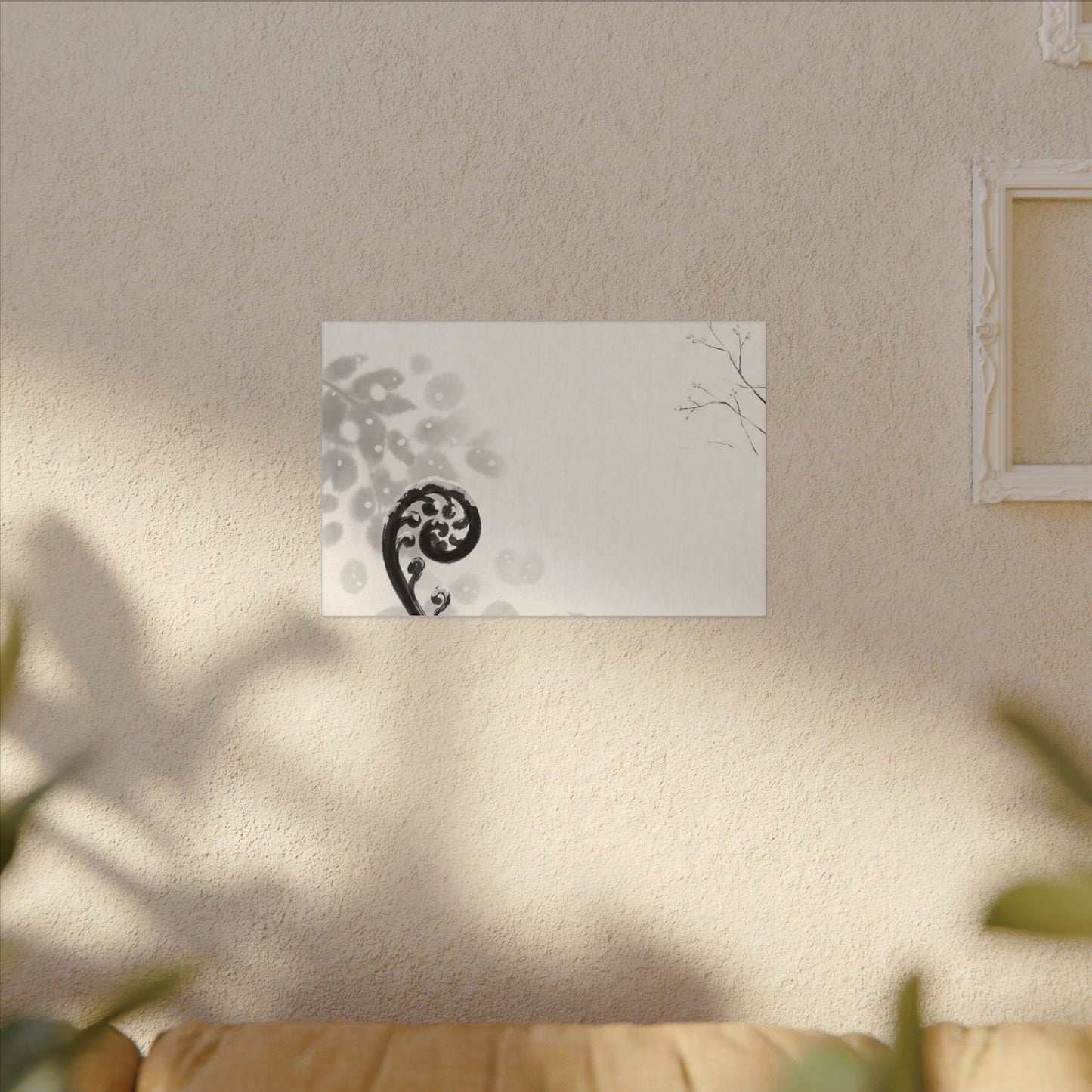 Winter Fern Unfurling Ukiyo E Inspired Canvas Art | Peaceful Decor