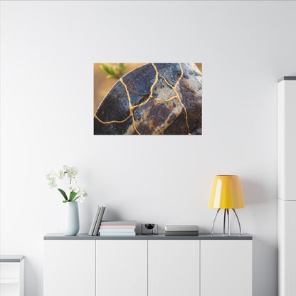Fukinsei Rust Patina Canvas Art - Kintsugi Gold Repair