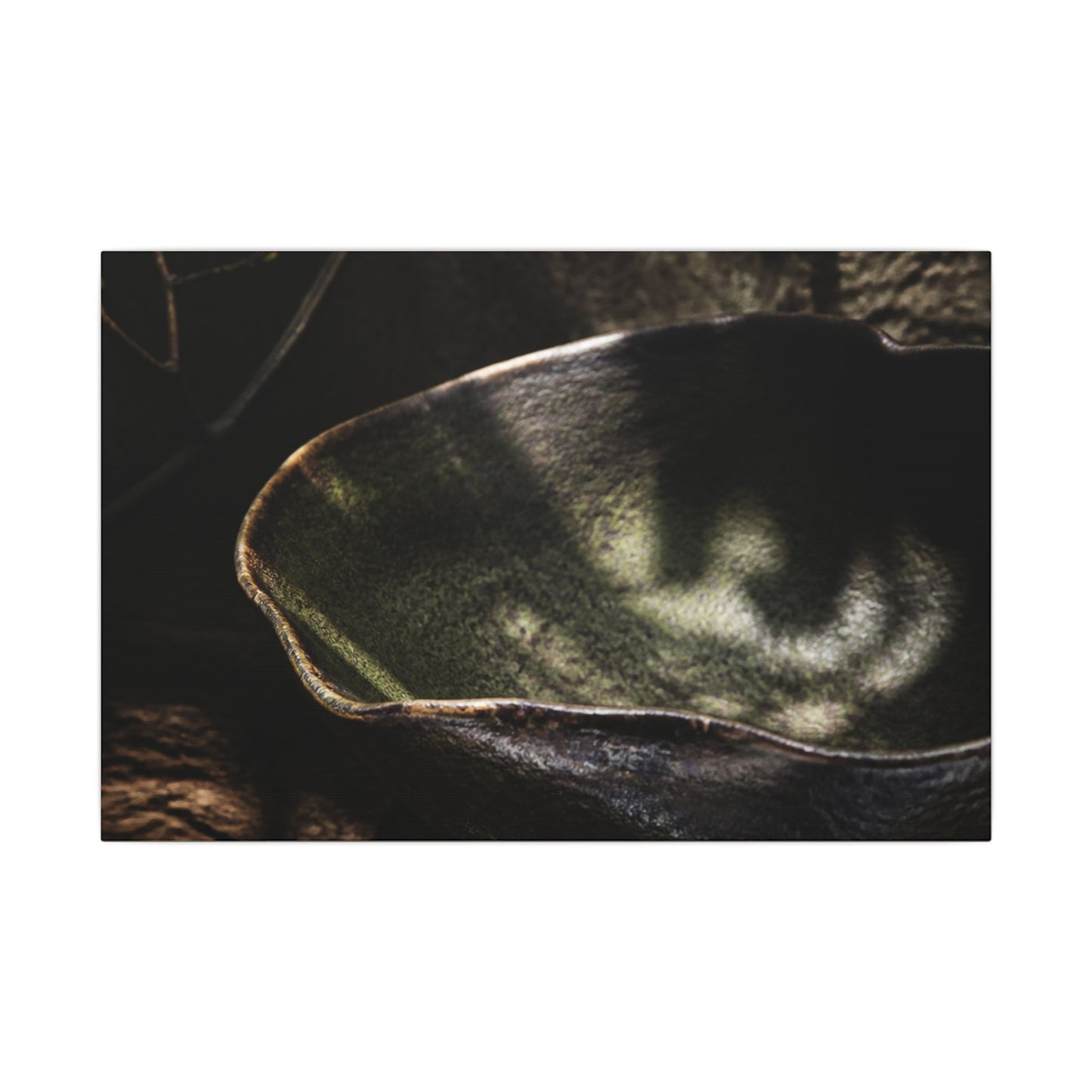 Sophisticated Ceramic Bowl Canvas Art - Dark Texture Dark Japandi