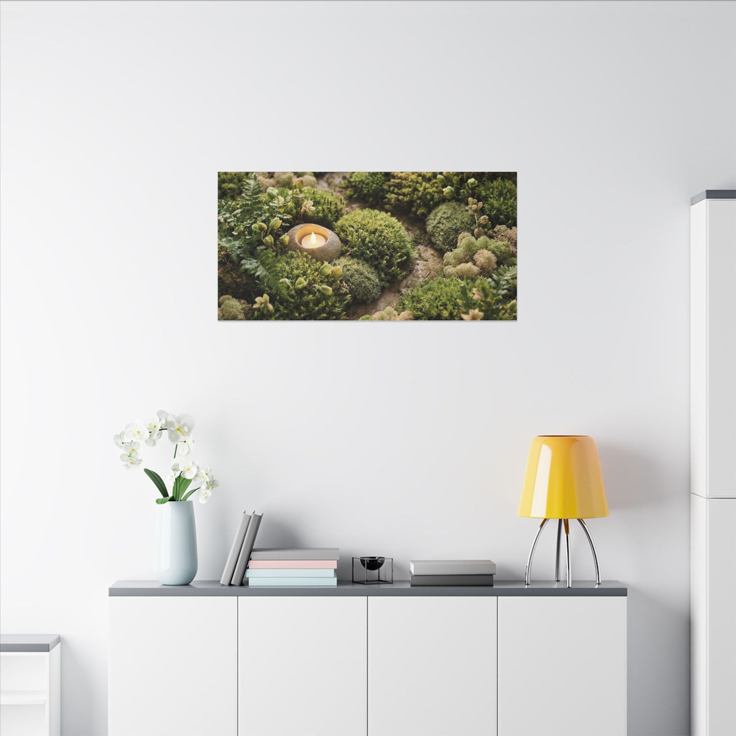 Moss Close Up Japanese Pattern Canvas Art | Neutral Japandi Art