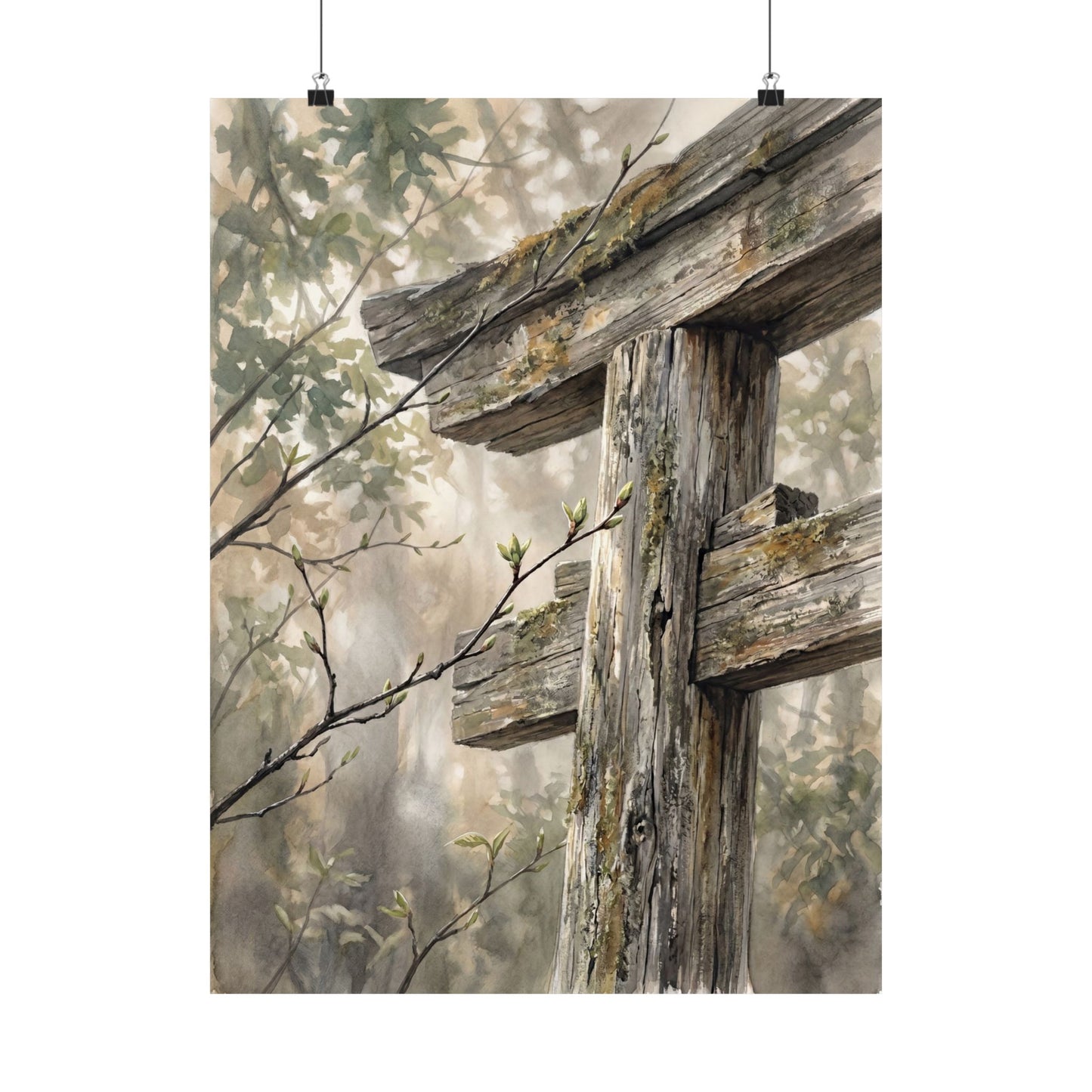 Torii Gate Spring Wall Art Print | Japandi Neutral Design