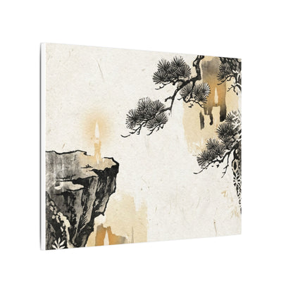 Japandi Pine Tree in Candlelight | Japanese Pattern Canvas Art