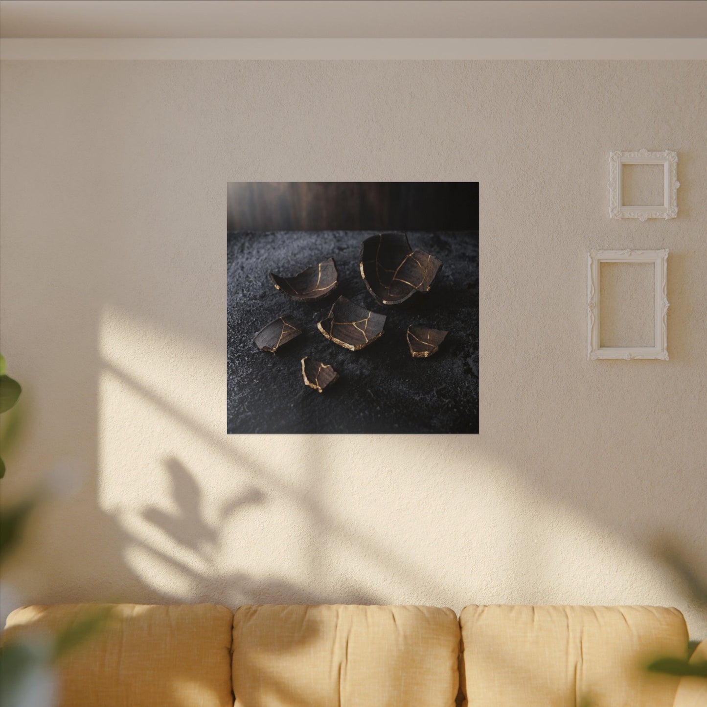Winter Broken Pottery Shadow Zen Canvas Art | Bold Decor