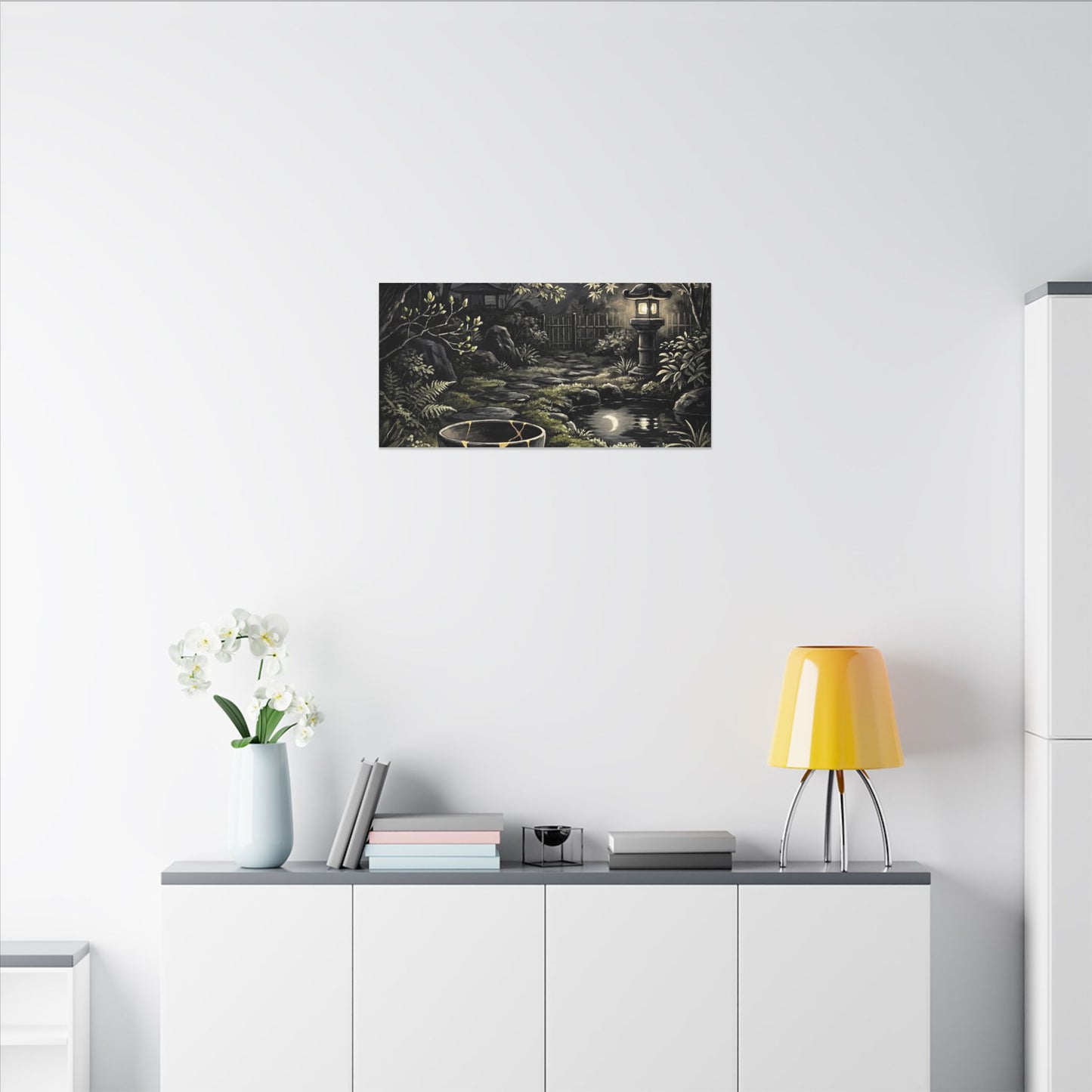 Kintsugi Moonlit Garden in Dappled | Gold Repair Canvas Art