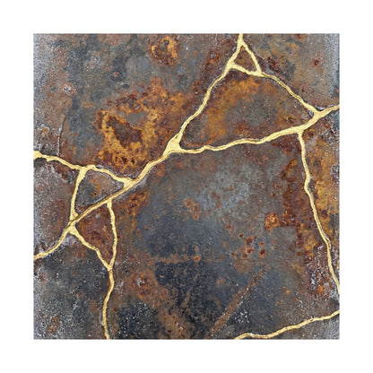 Kintsugi Rust Patina in Overcast | Gold Repair Wall Art Print