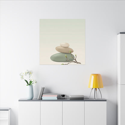 Dawn River Stones Canvas Art - Japandi Fukinsei