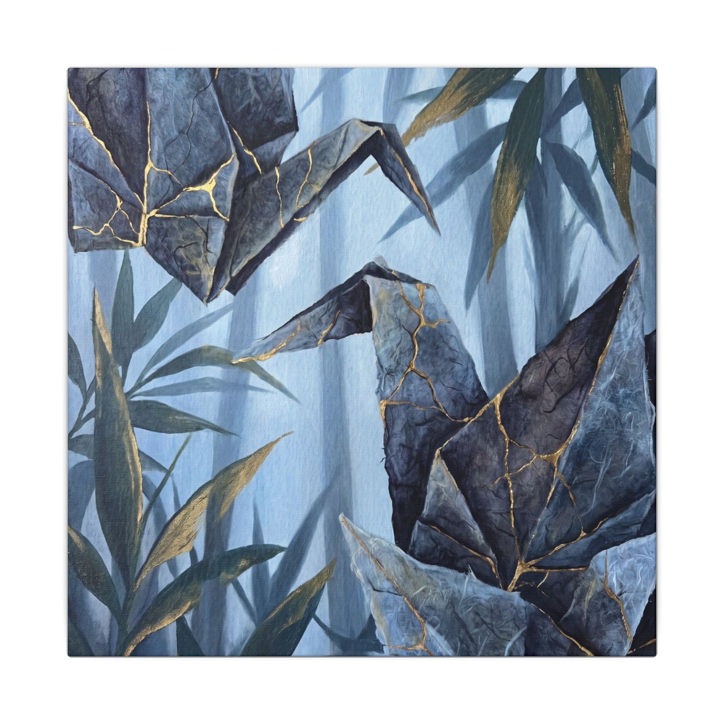 Paper Fold Canvas Art | Summer Kintsugi Crackle Gold Art