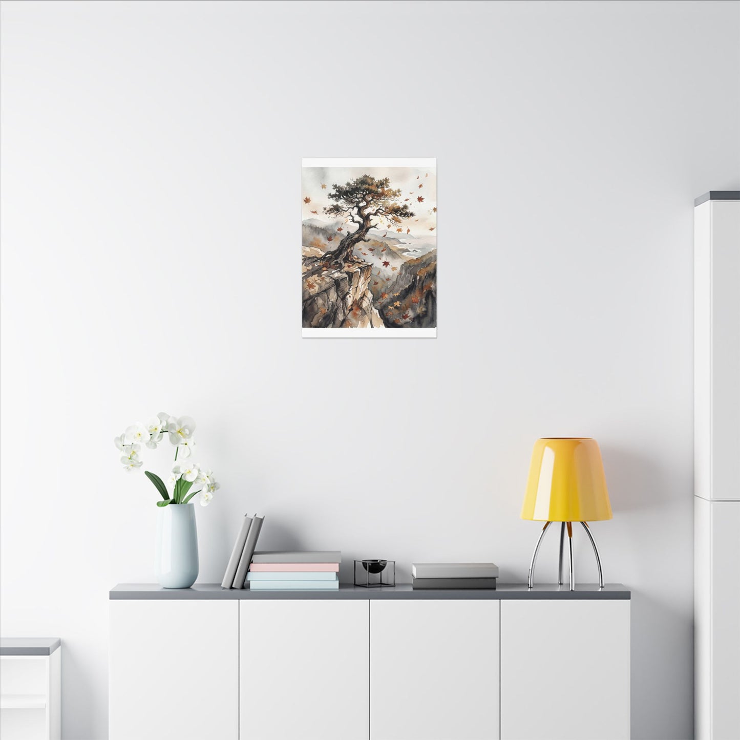 Autumn Pine Tree Watercolor Canvas Art | Warm Decor