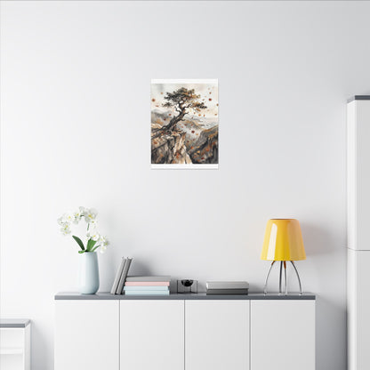 Autumn Pine Tree Watercolor Canvas Art | Warm Decor