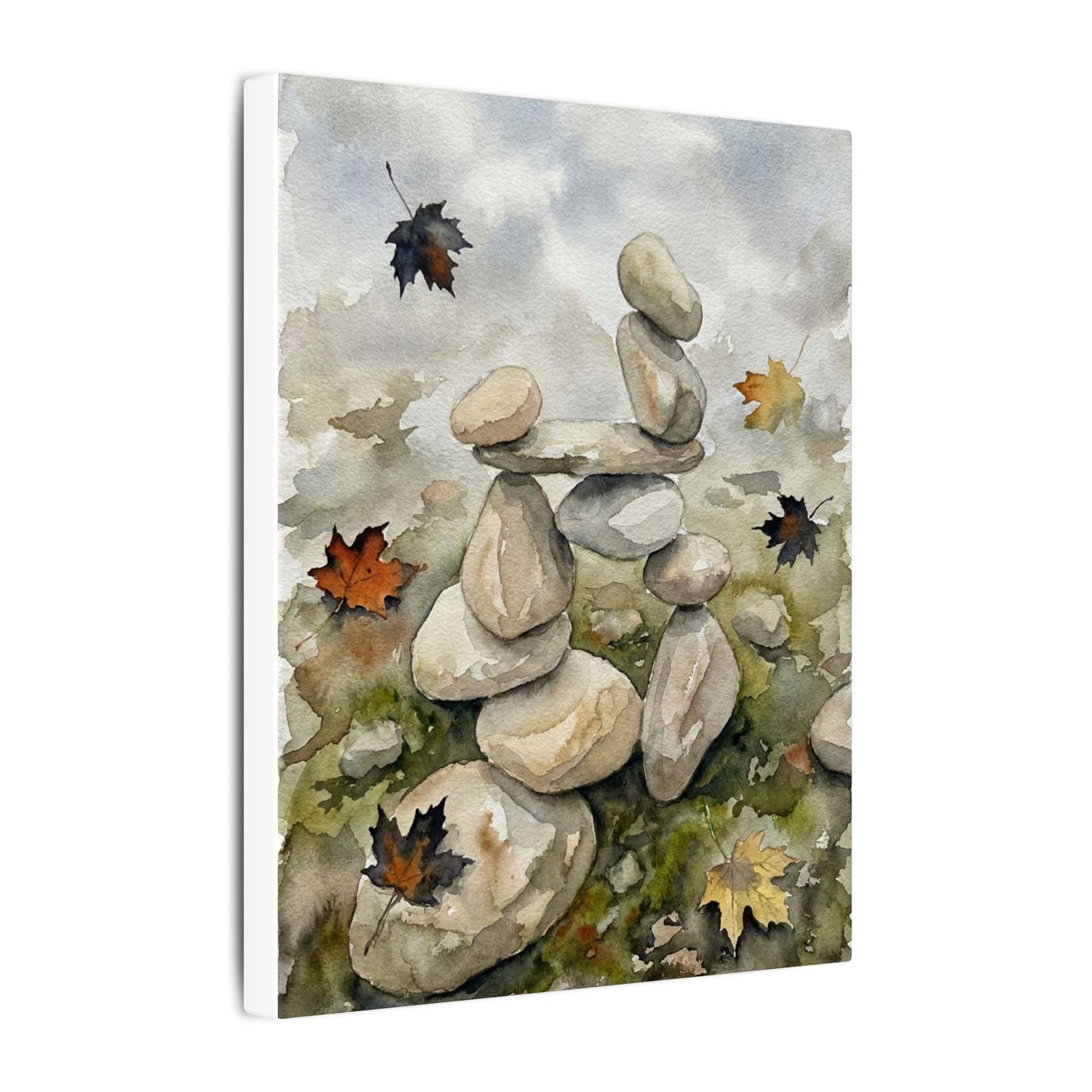 Overcast River Stones Canvas Art - Japandi Fukinsei