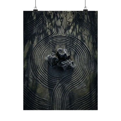 Winter Rock Garden Dark Texture Wall Art Print | Atmospheric Decor