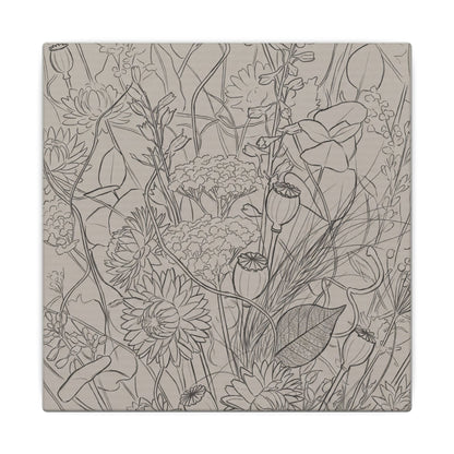 Summer Dried Flowers Minimal Line Canvas Art | Elegant Decor