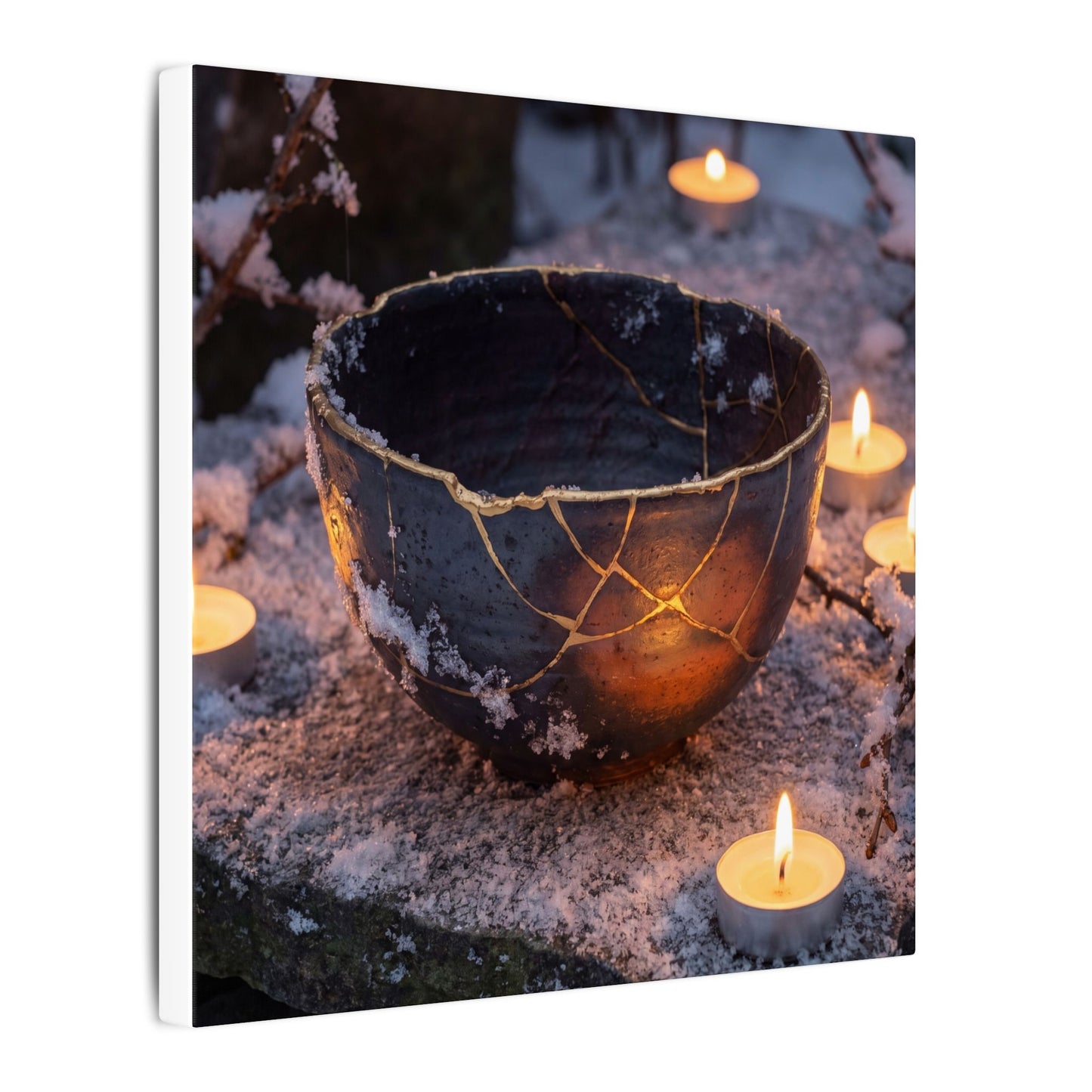 Ceramic Bowl Gold Repair Canvas Art | Beautiful Kintsugi Art