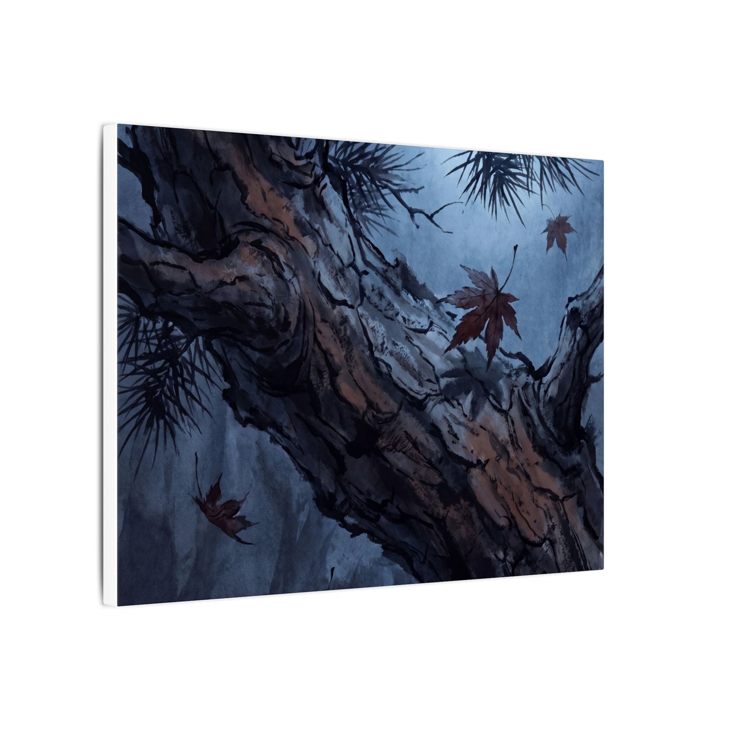 Atmospheric Pine Tree Canvas Art - Shadow Zen Dark Japandi