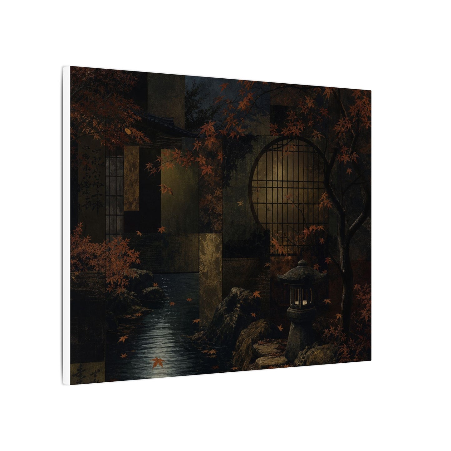 Moonlight Moonlit Garden Canvas Art - Dark Japandi Shibui