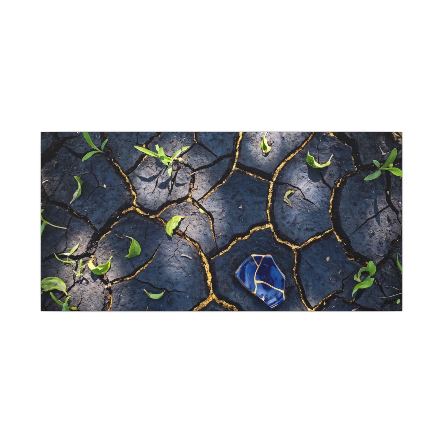 Cracked Earth Canvas Art | Spring Dark Japandi Moody Minimal Art