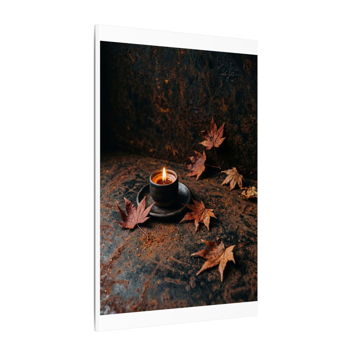 Dark Japandi Rust Patina in Candlelight | Shadow Zen Canvas Art