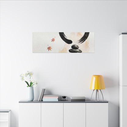 River Stones Canvas Art | Autumn Zen Enso Art