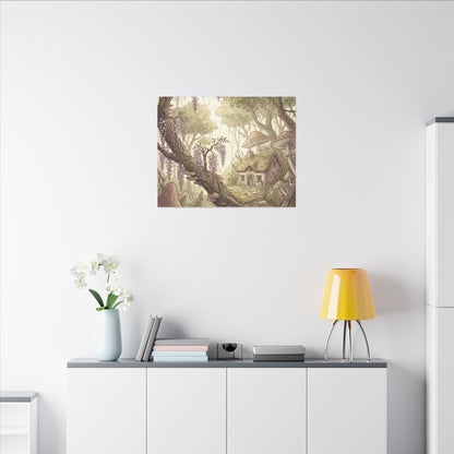Summer Wisteria Mushroom Illustration Canvas Art | Enchanting Decor