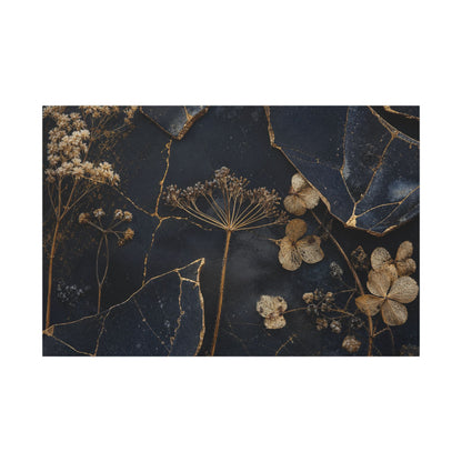 Philosophical Dried Flowers Canvas Art - Broken Beauty Kintsugi