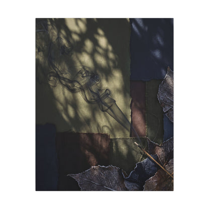 Ma Incense Smoke Canvas Art - Dark Japandi Dark Texture