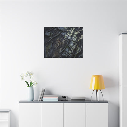 Rock Garden Canvas Art | Winter Dark Japandi Dark Texture Art