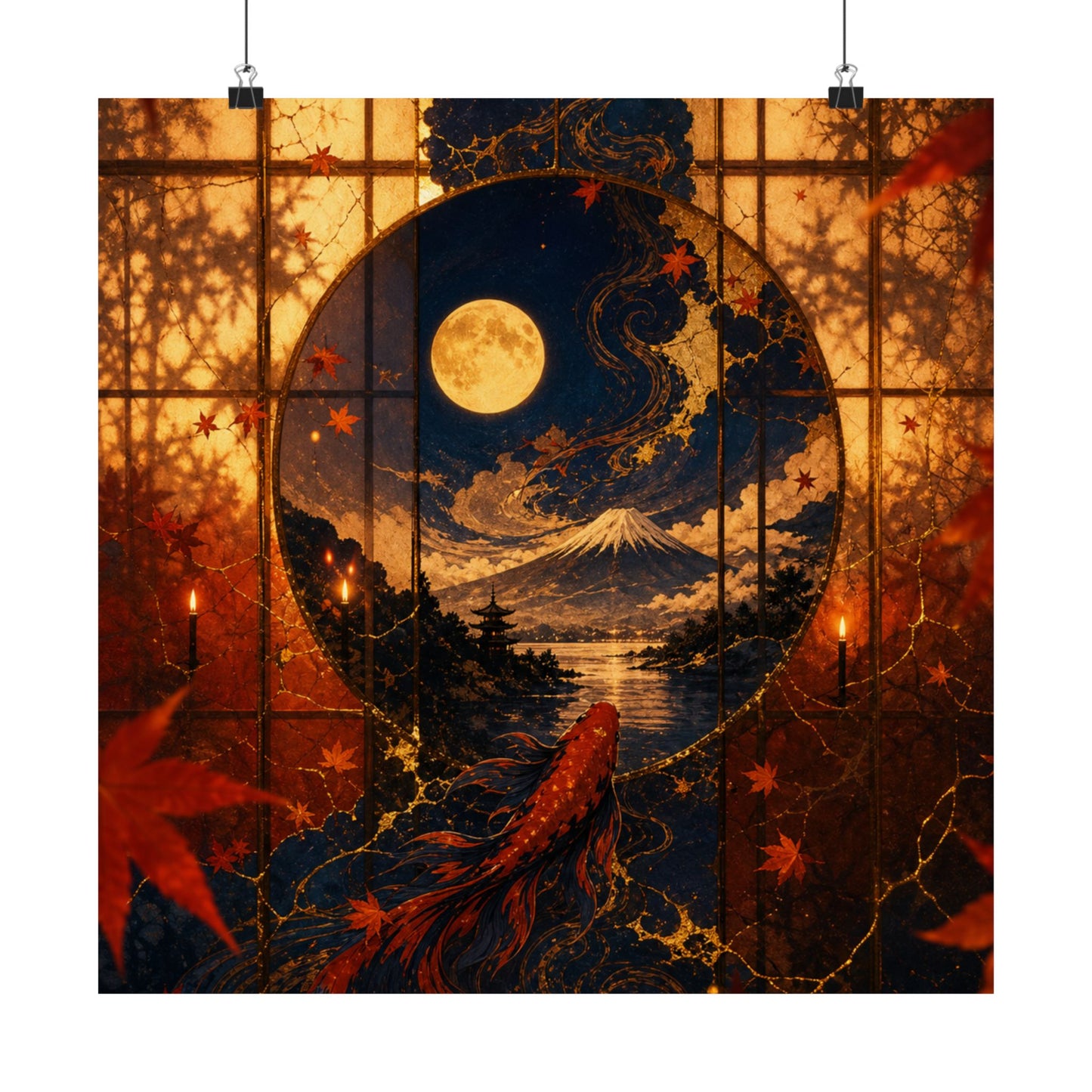 Resilient Shoji Screen Wall Art Print - Gold Vein Kintsugi