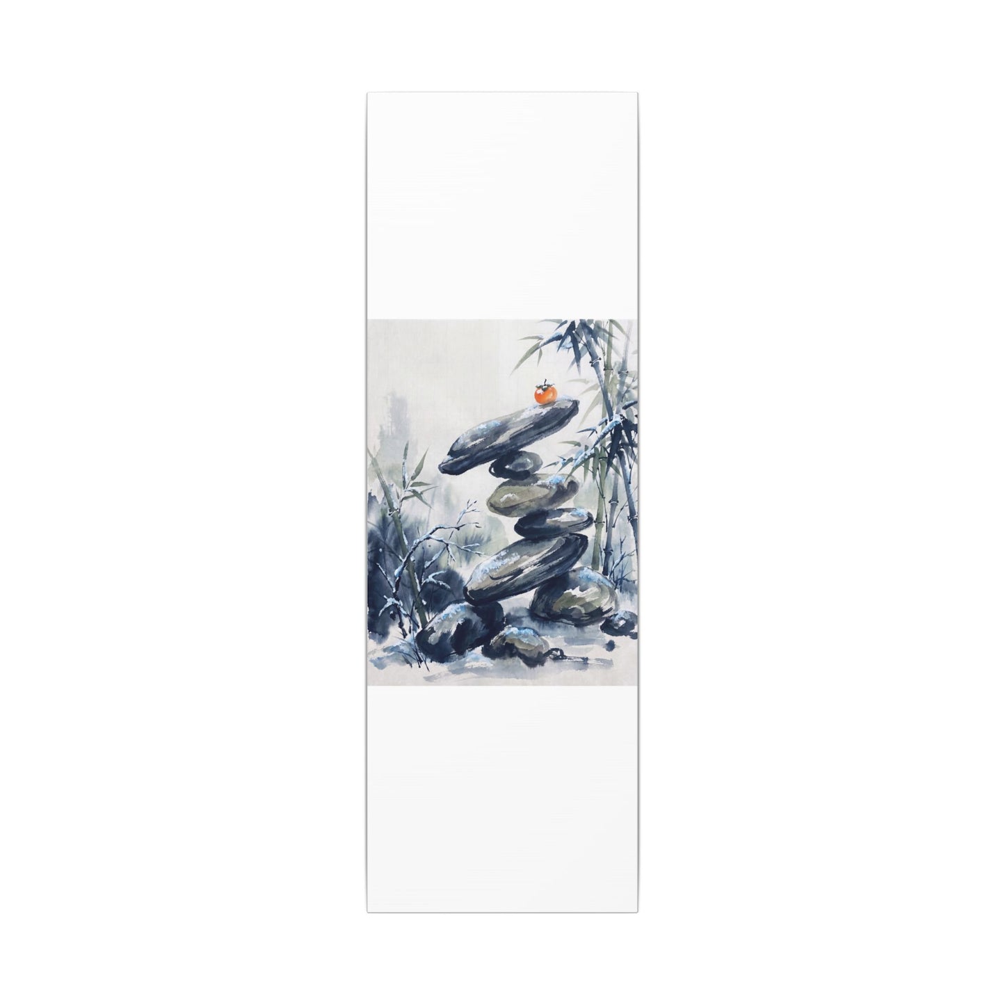 Zen River Stones in Moonlight | Sumi E Canvas Art