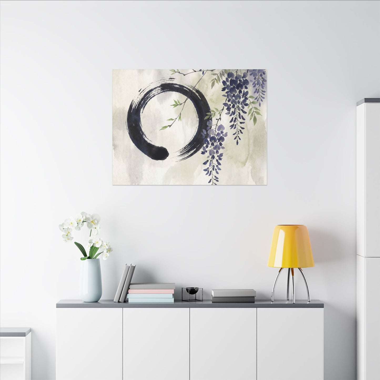 Wisteria Enso Canvas Art | Serene Zen Art