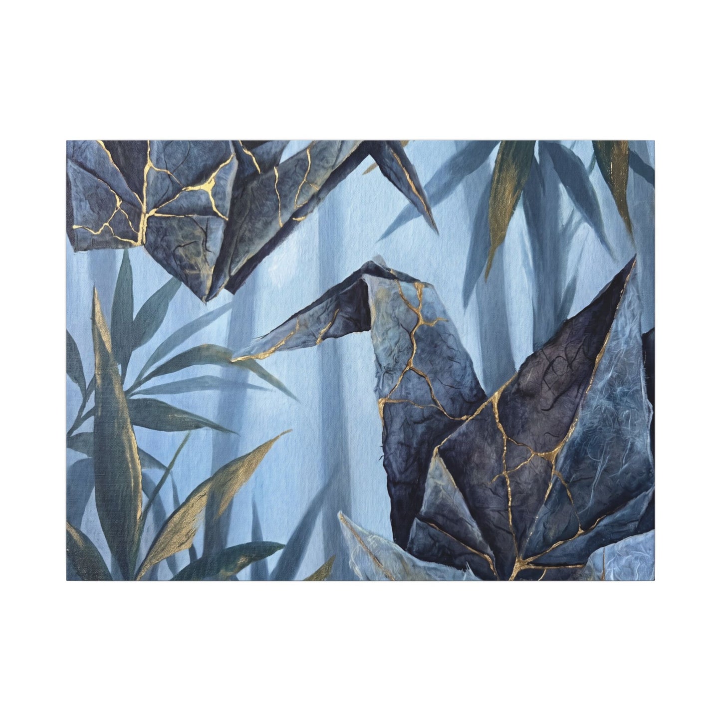 Paper Fold Canvas Art | Summer Kintsugi Crackle Gold Art Art Print