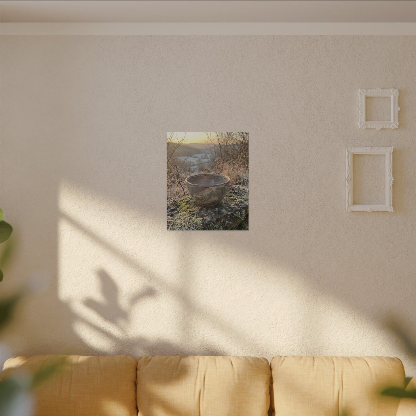 Golden Hour Ceramic Bowl Canvas Art - Japandi Shibui