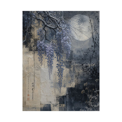 Moonlight Wisteria Wall Art Print - Japandi Seijaku